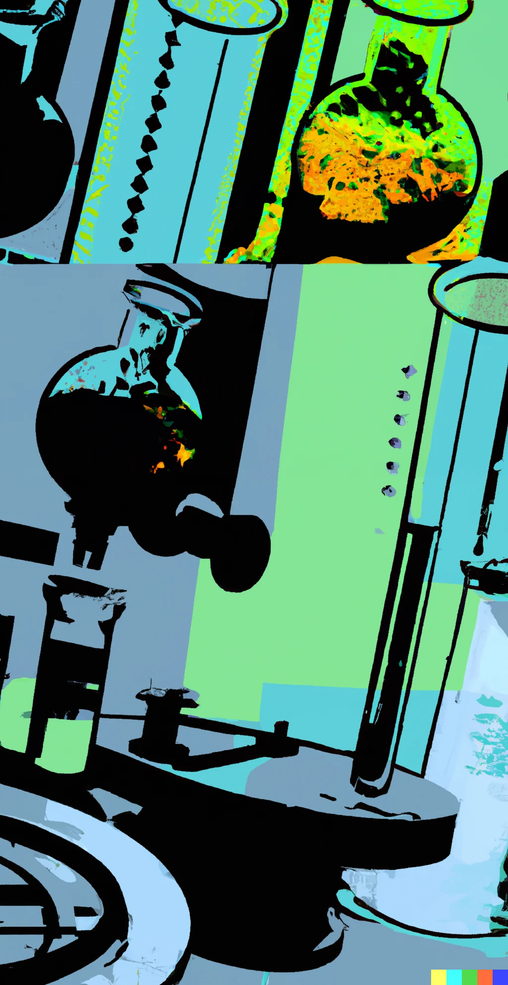 abstract of a science lab in a comic book style